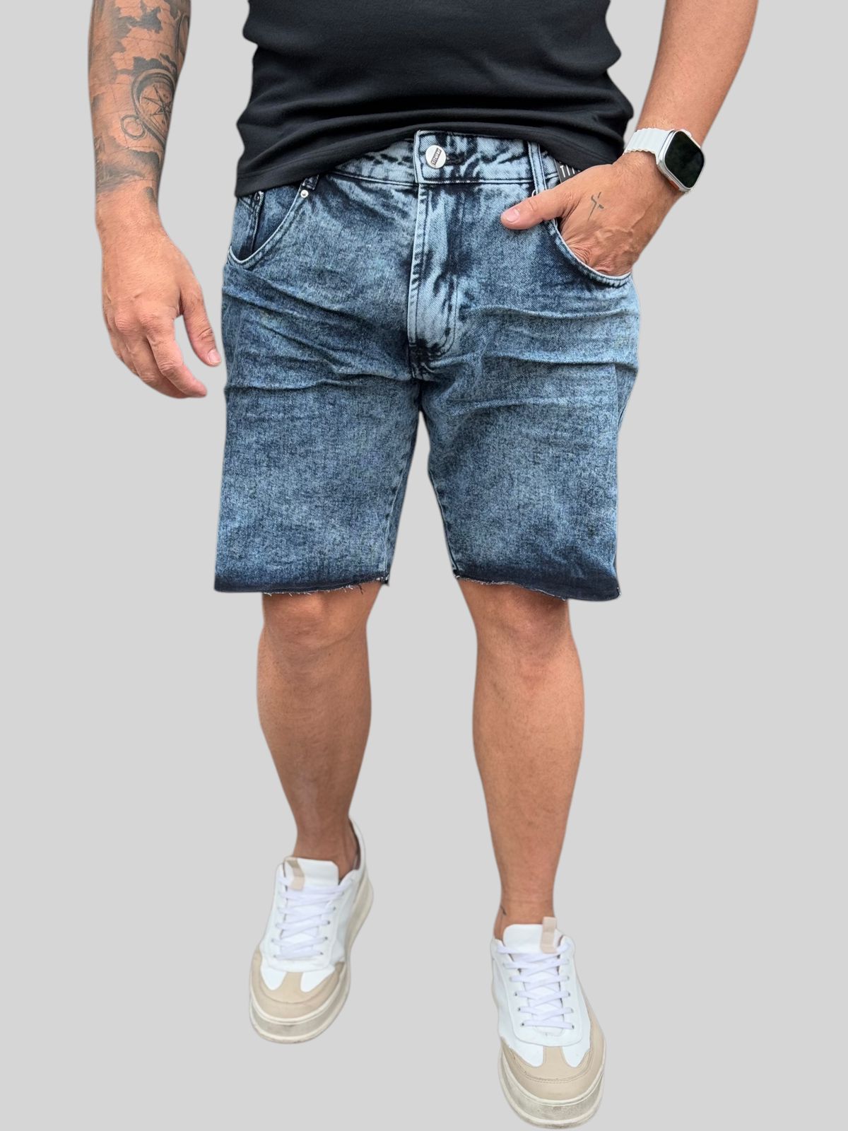 Bermuda Jeans Estonada Escura