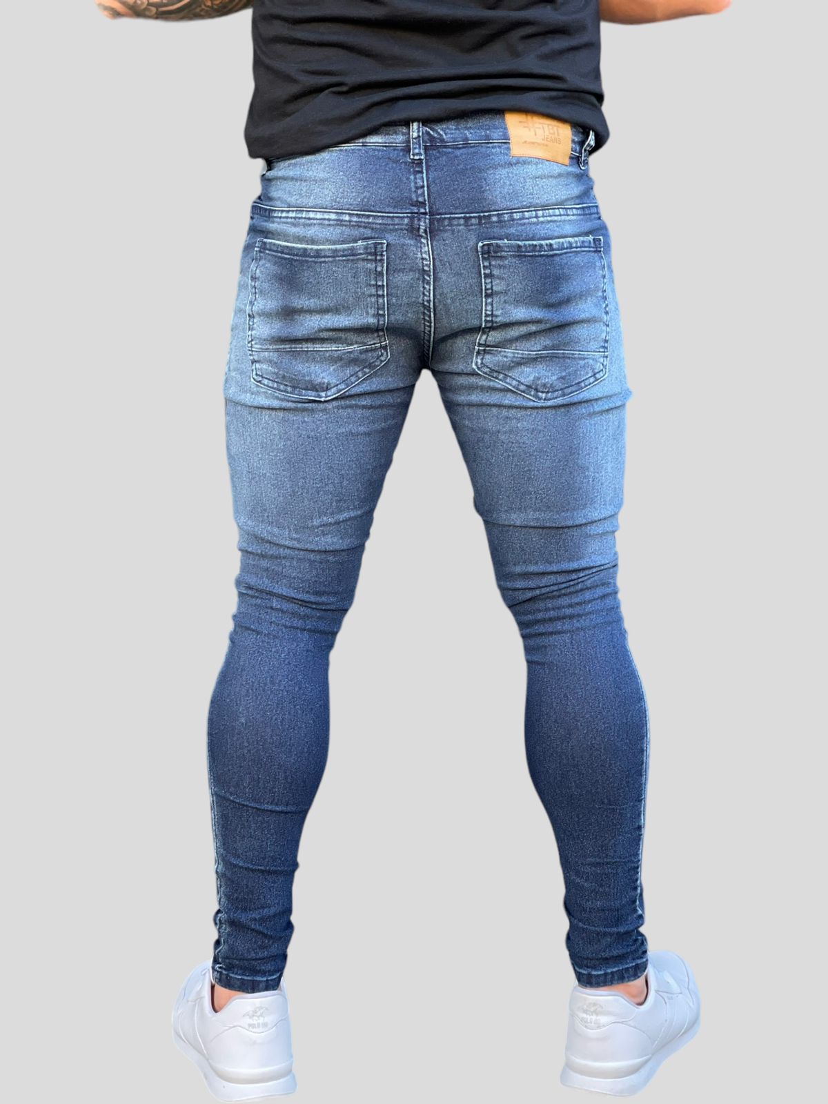 Calça Jeans Skinny Lisa Escura Rajada