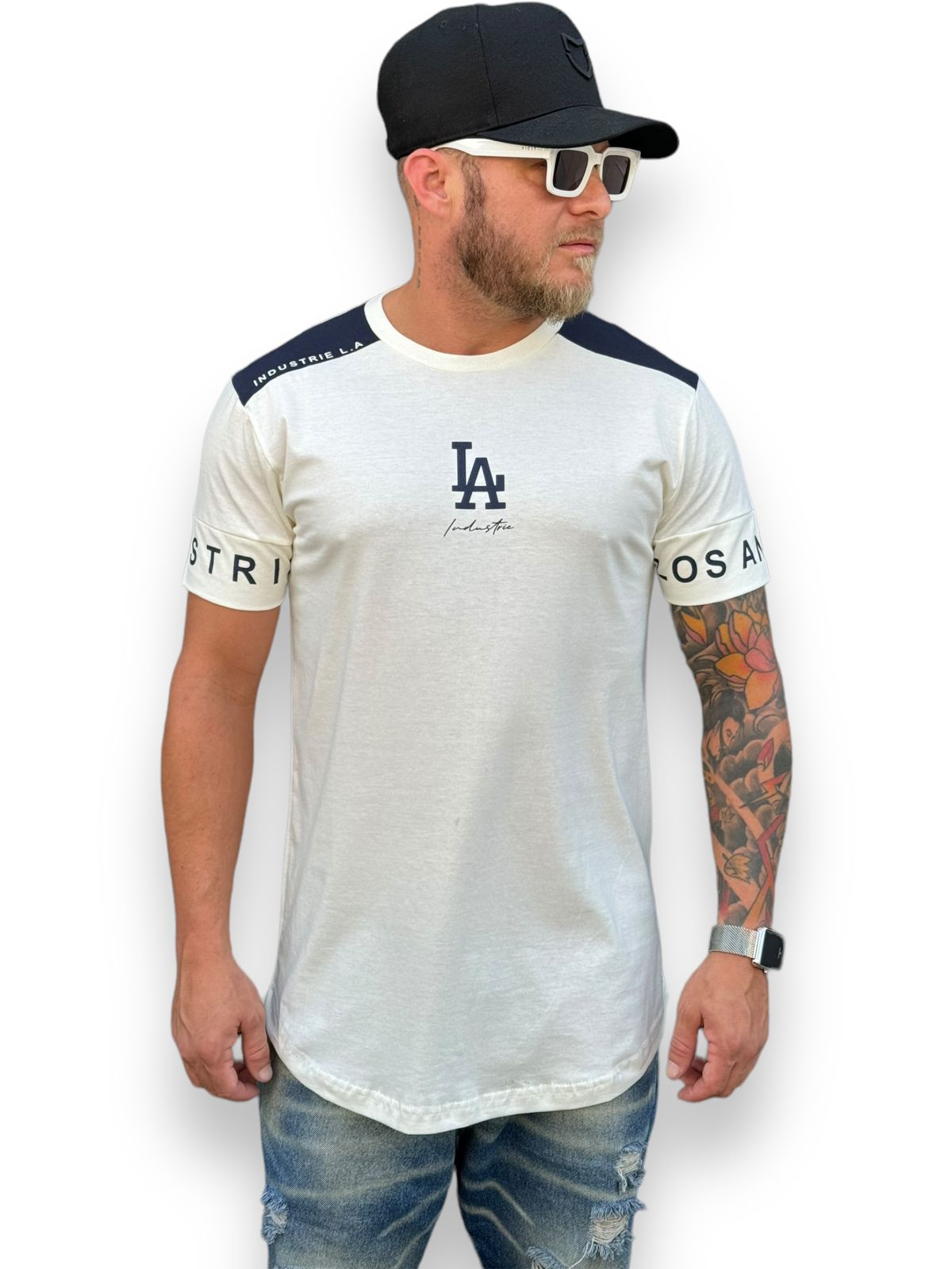 Camiseta Longline Los Angeles - Estilo Streetwise da Cidade dos Anjos - Offwhite