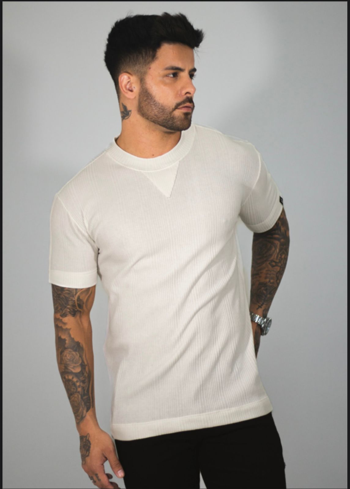 Camiseta Longline Canelada Tecido Premium