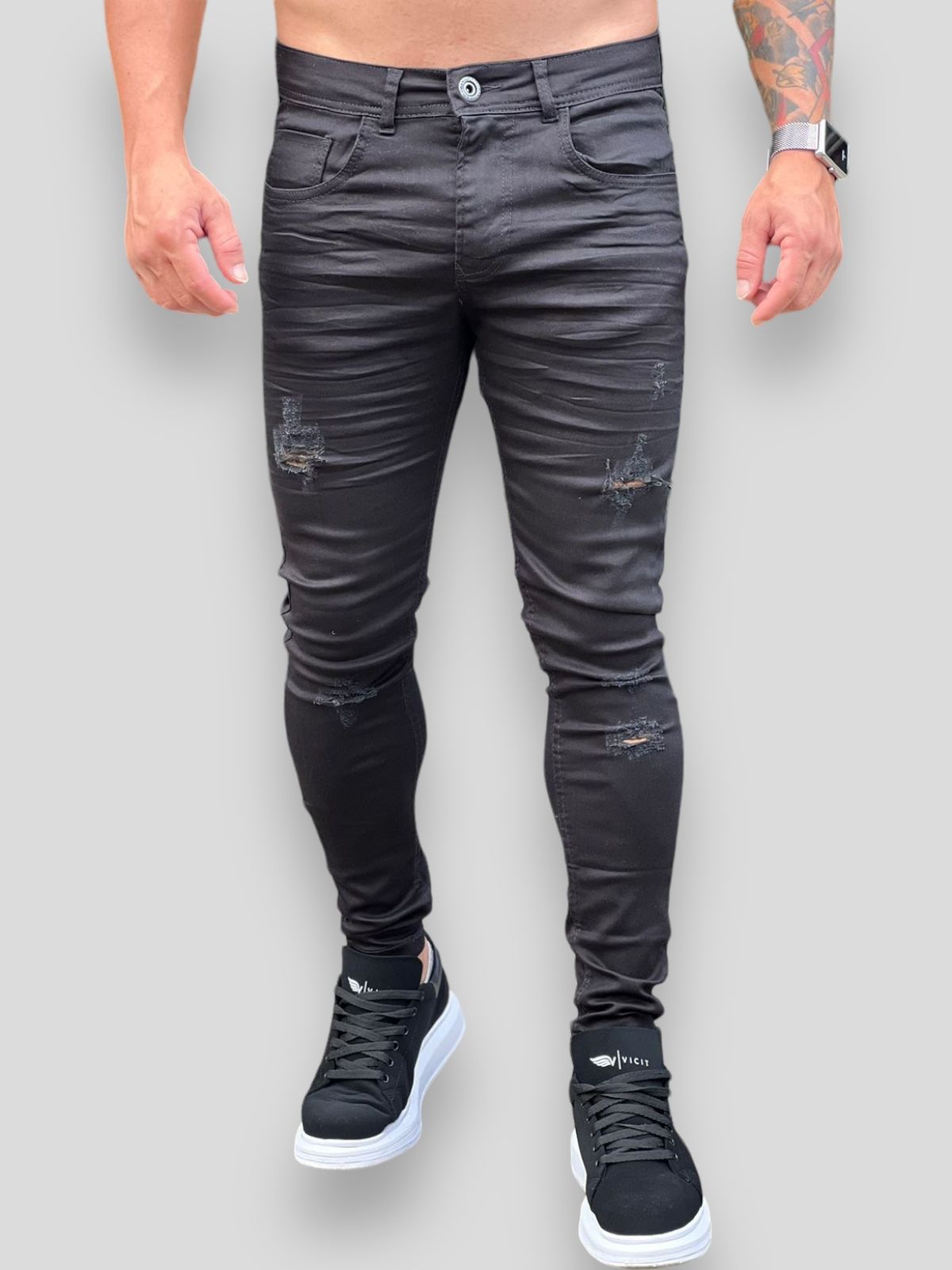 Calça Sarja Premium Destroyer Skinny Black: Estilo Urbano e Sofisticado