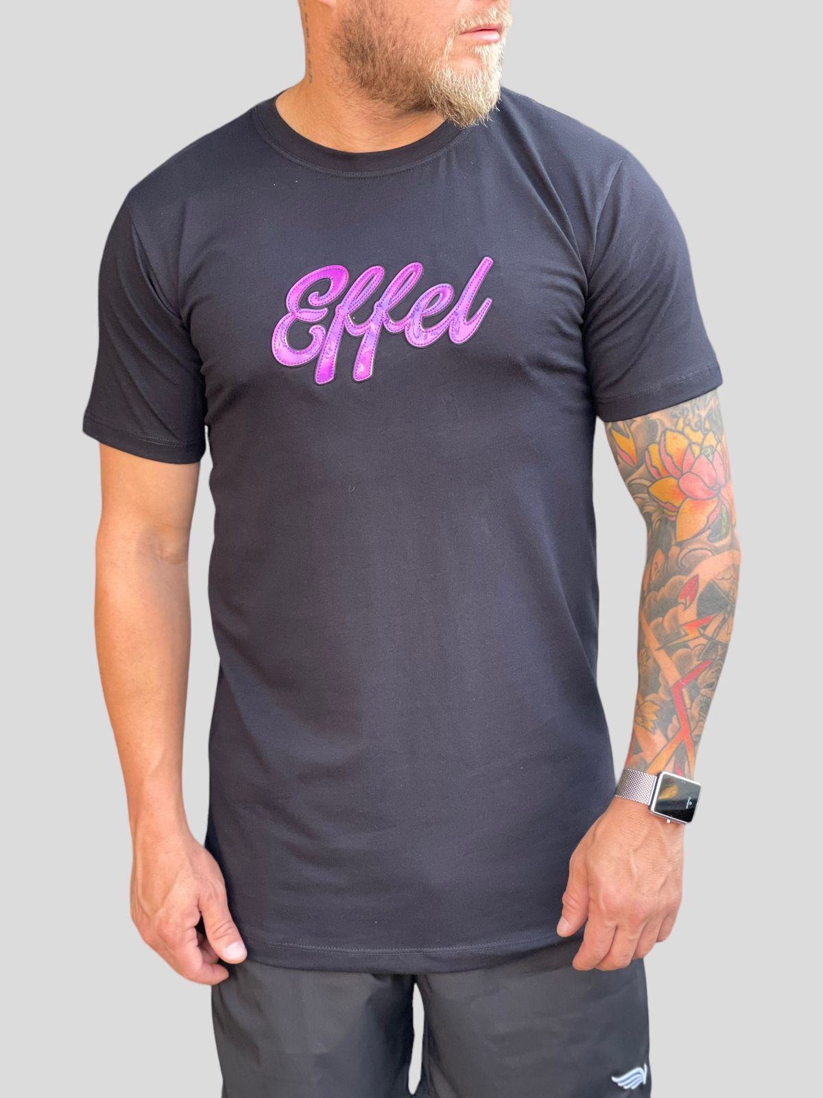 Camiseta Longline Effel Refletivo Preta