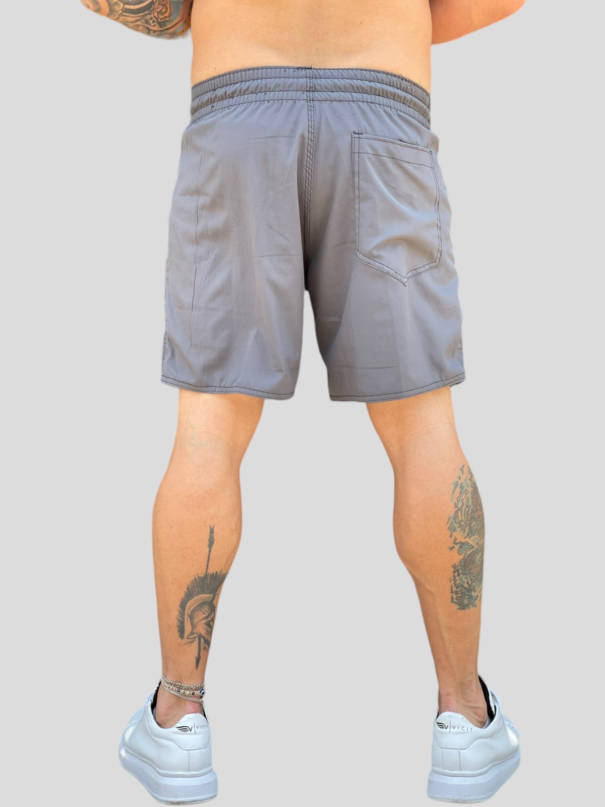 Bermuda Moda Praia Com Elastano Cinza Chumbo