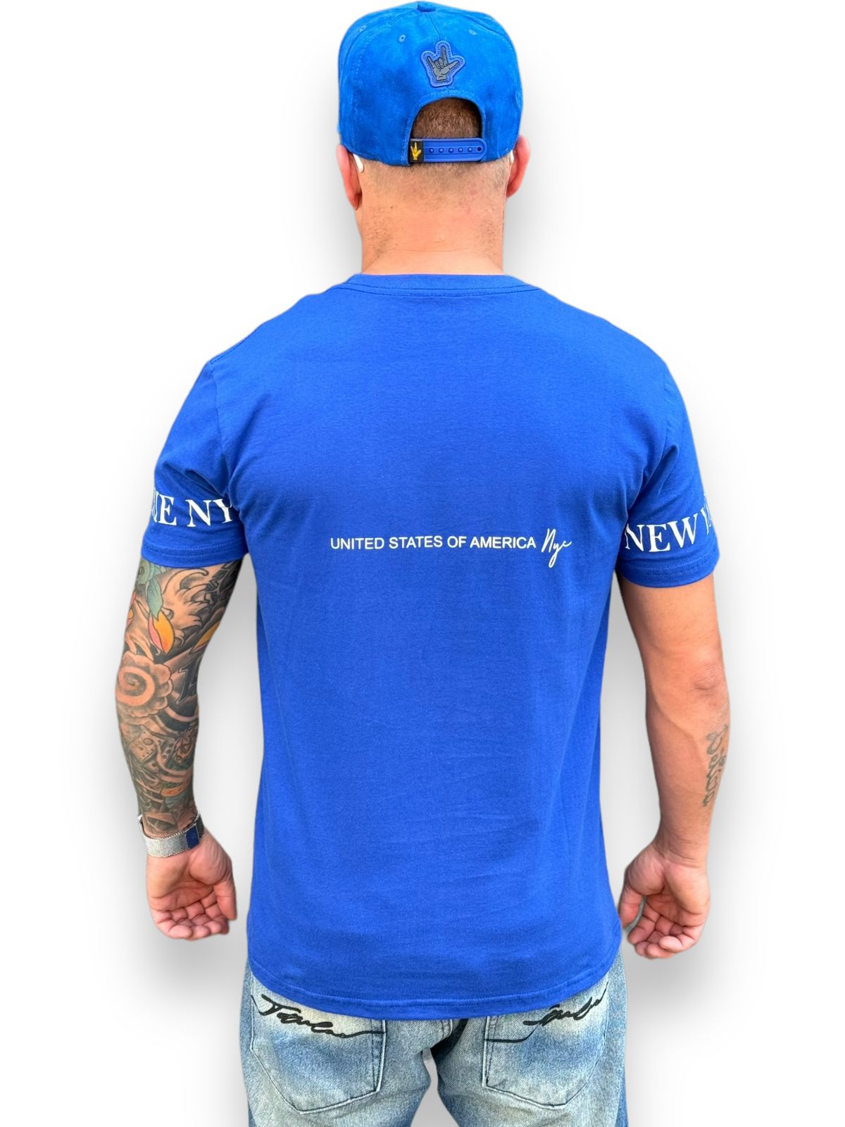 Camiseta T-shirt New York - Sinta a Vibração da Cidade que Nunca Dorme - Azul Royal