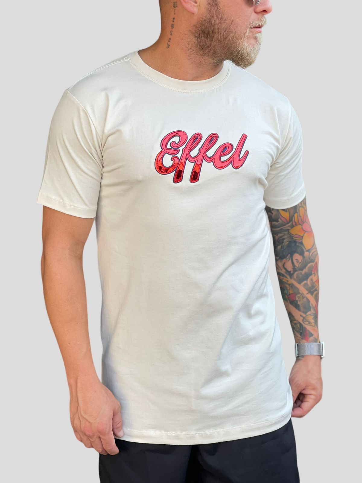Camiseta Longline Effel Refletivo Off White