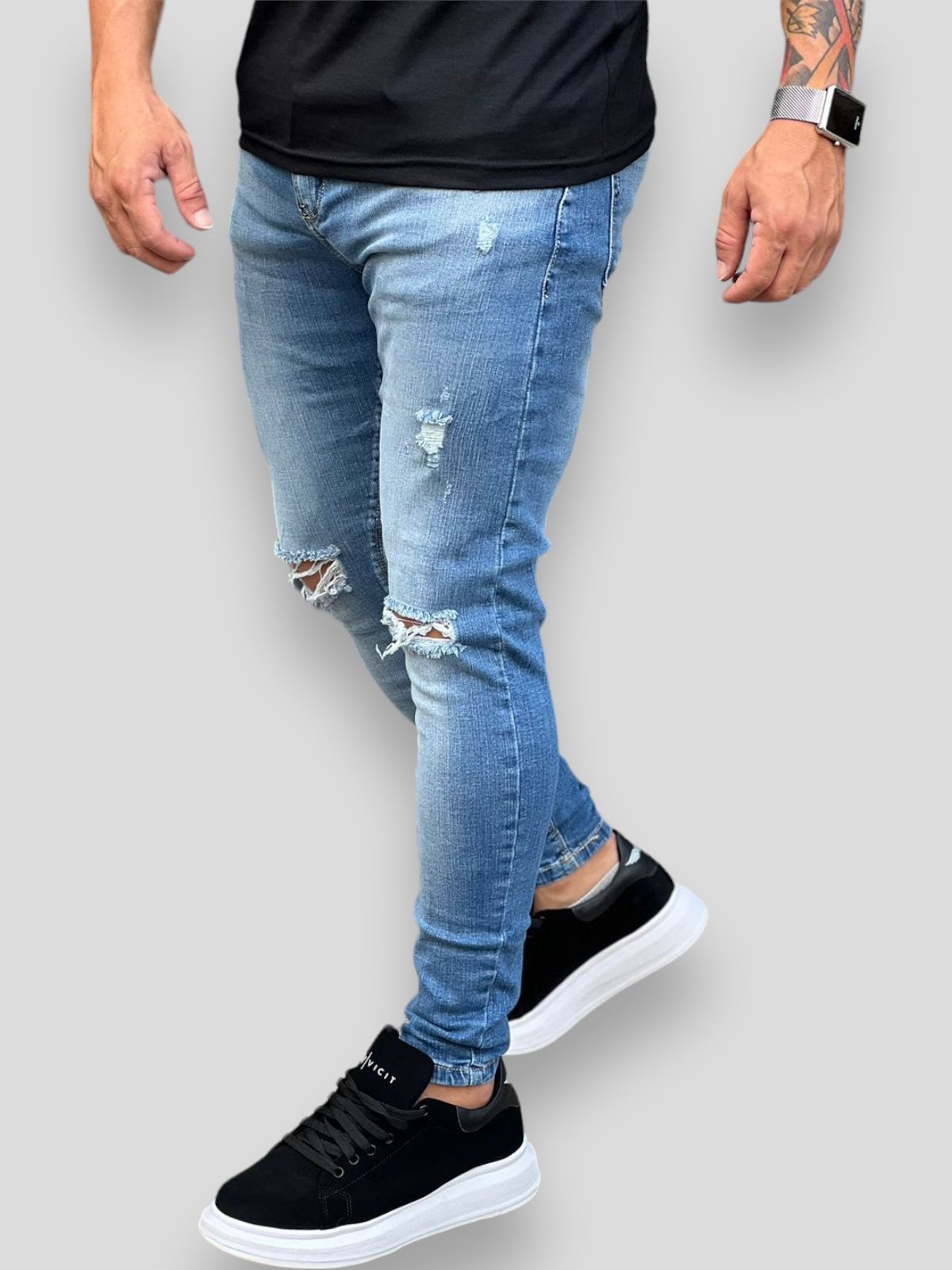 Calça Jeans Skinny Destroyed Clara