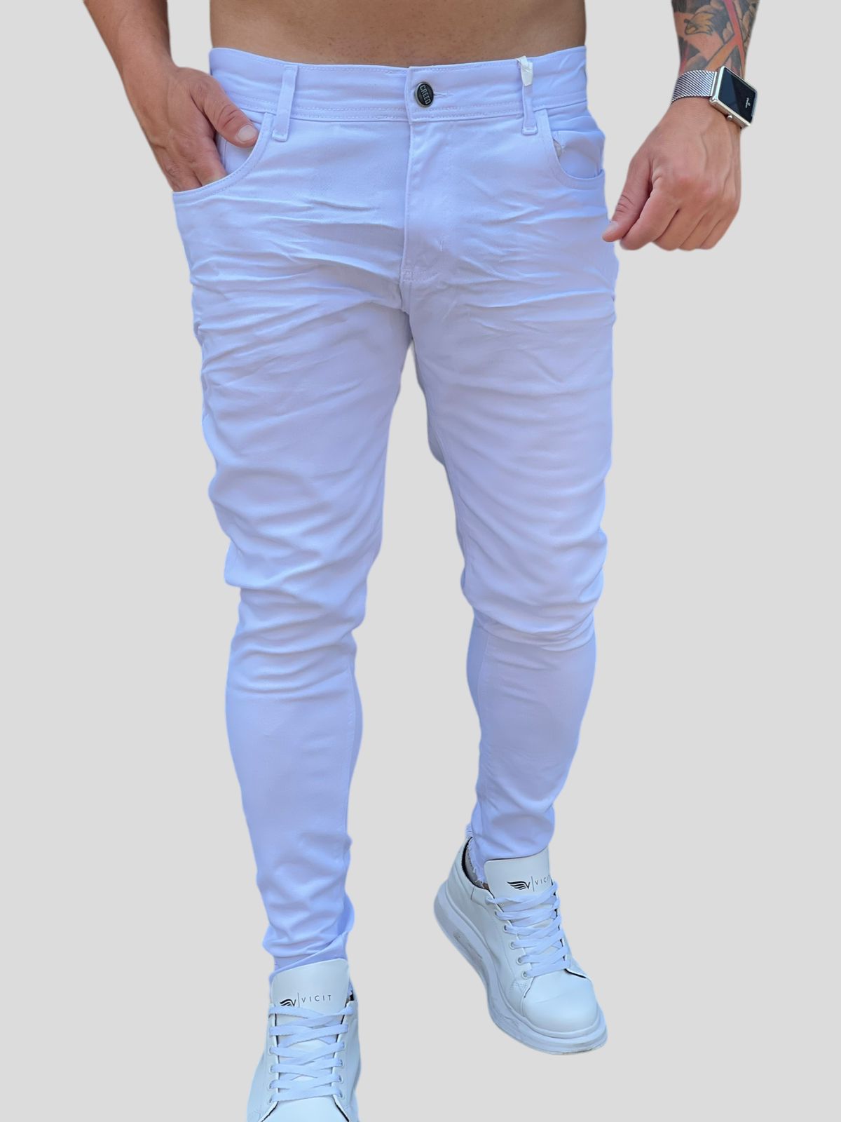 Calça Jeans Premium Branca Lisa