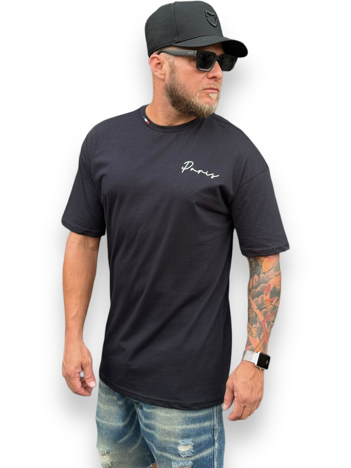 Camiseta Oversized Paris Vibração Urbana Autêntica: Preta