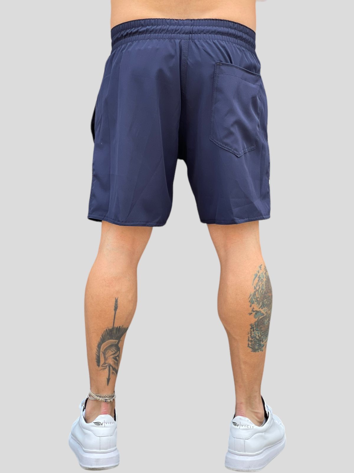 Bermuda Moda Praia Com Elastano Azul Marinho
