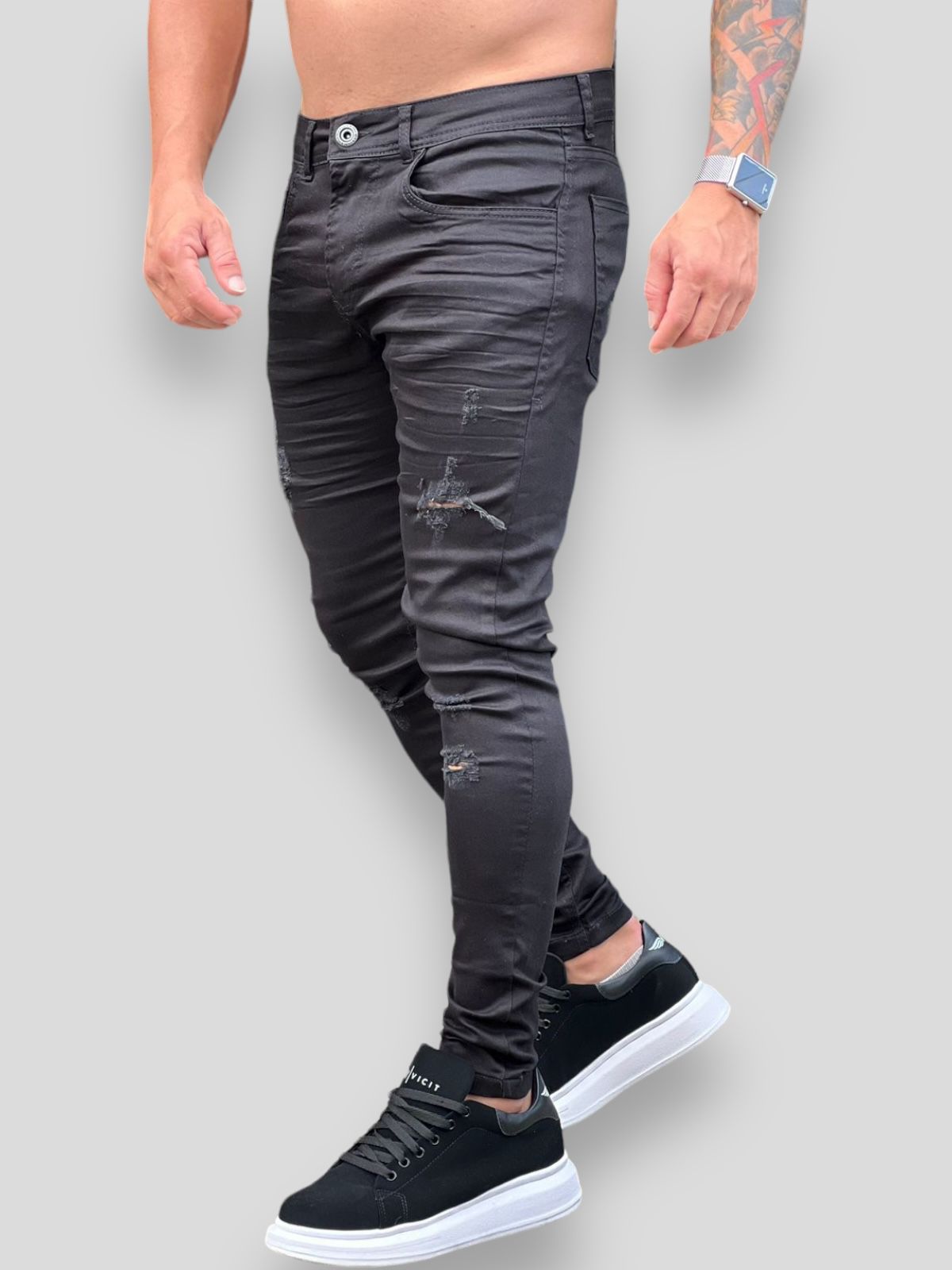 Calça Sarja Premium Destroyer Skinny Black: Estilo Urbano e Sofisticado