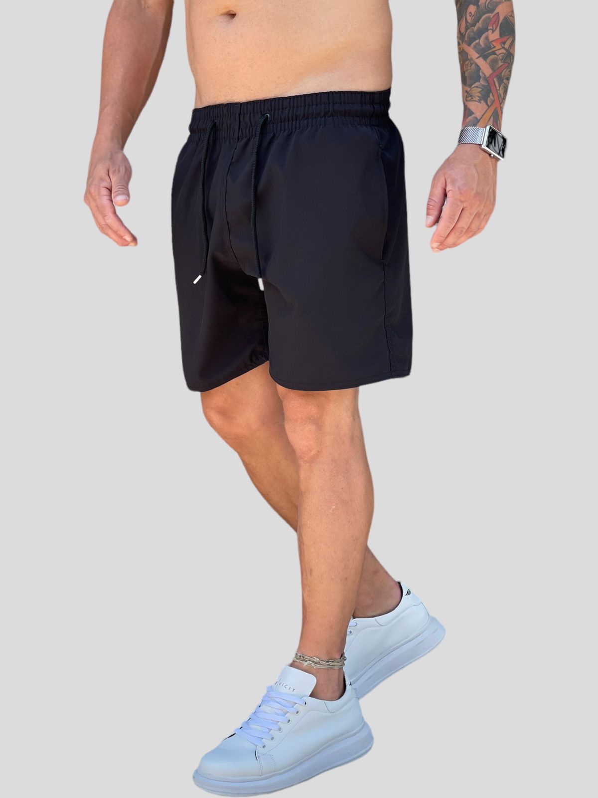 Bermuda Moda Praia Com Elastano Preta