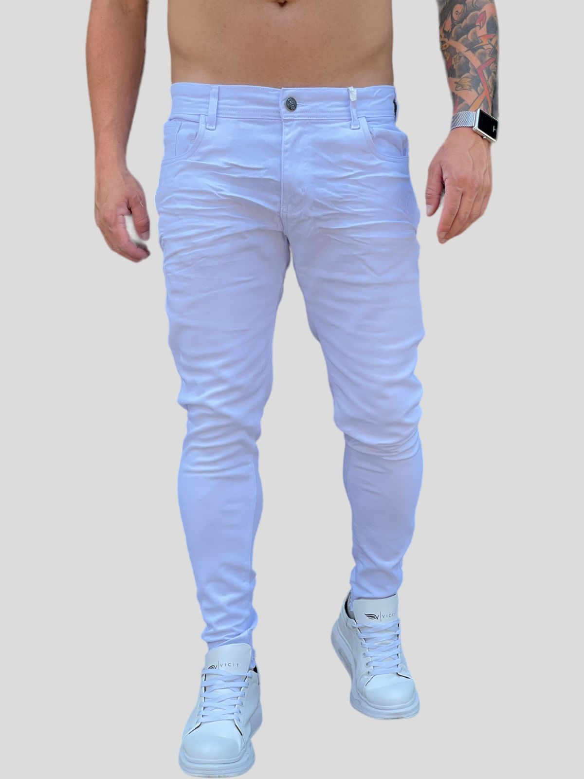 Calça Jeans Premium Branca Lisa