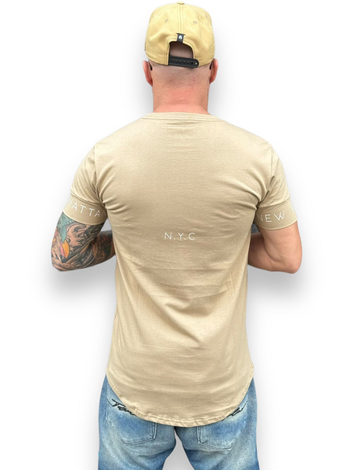 Camiseta Longline Urbana New York State of Mind: Bege