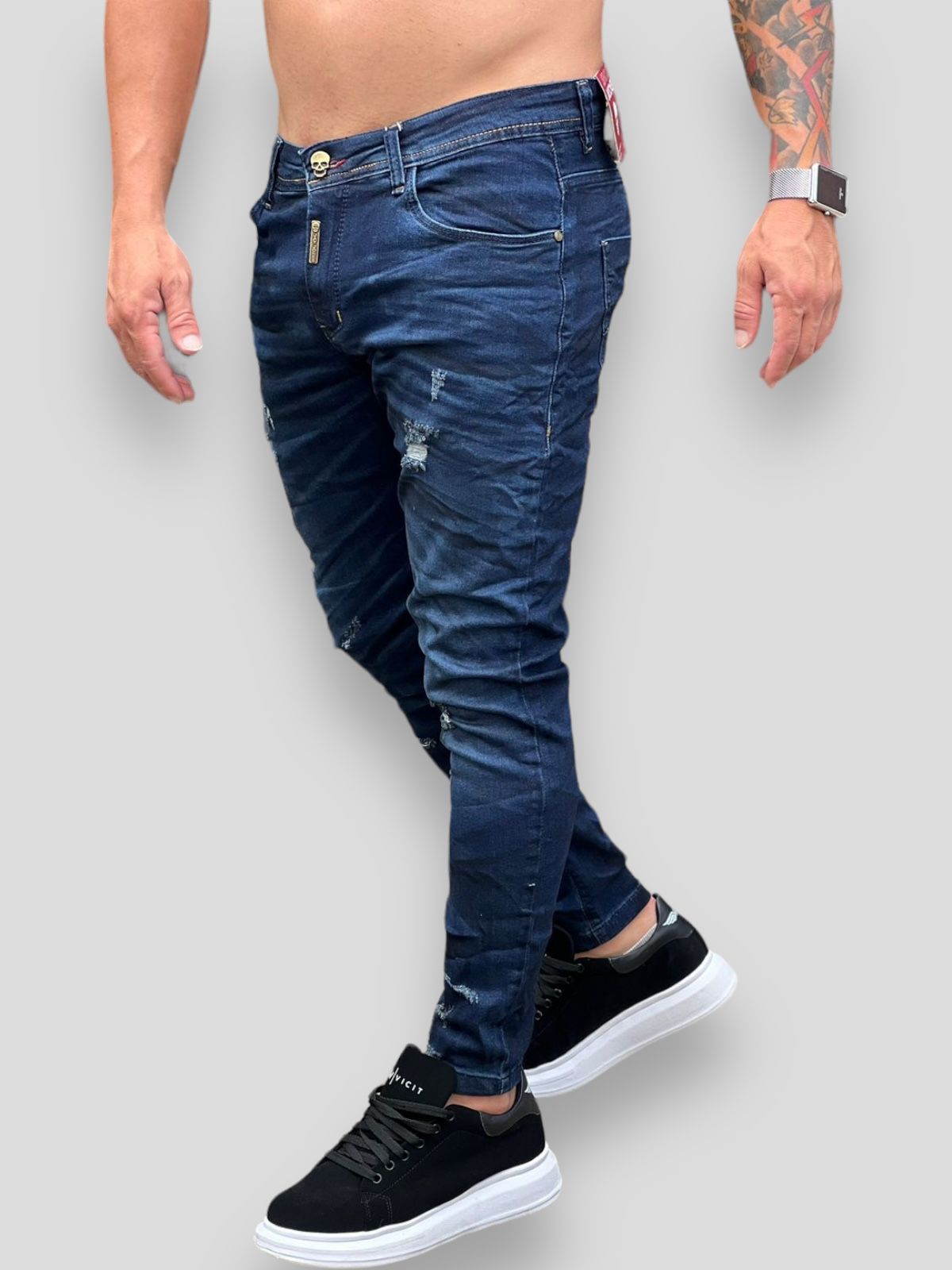 Calça Jeans Skinny Eclipse: Estilo Destroyed Escuro