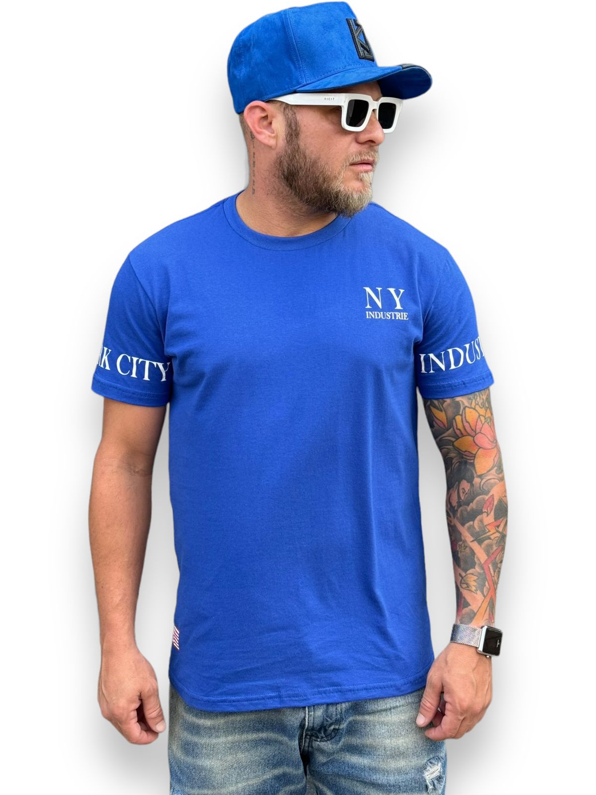 Camiseta T-shirt New York - Sinta a Vibração da Cidade que Nunca Dorme - Azul Royal