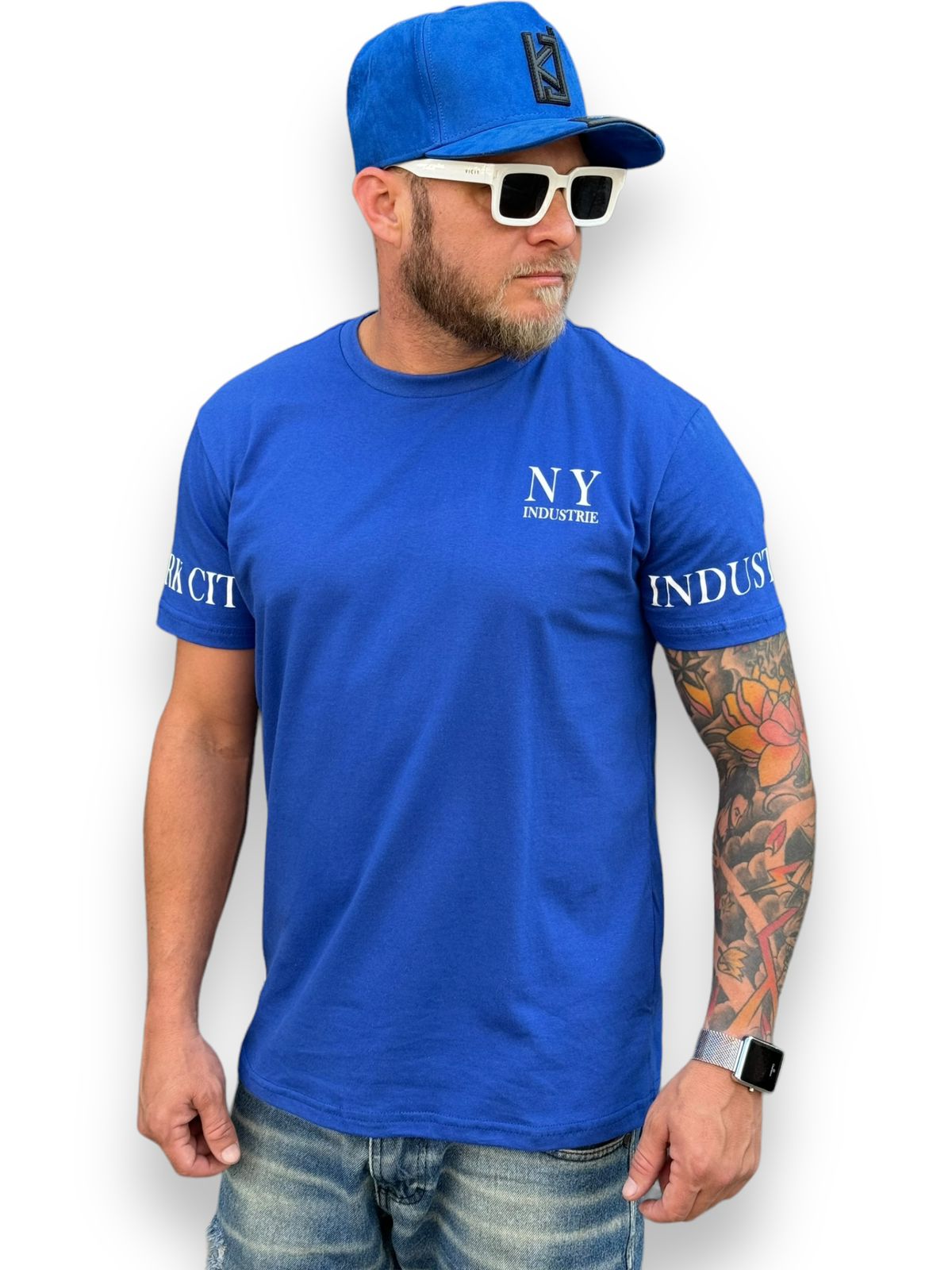 Camiseta T-shirt New York - Sinta a Vibração da Cidade que Nunca Dorme - Azul Royal