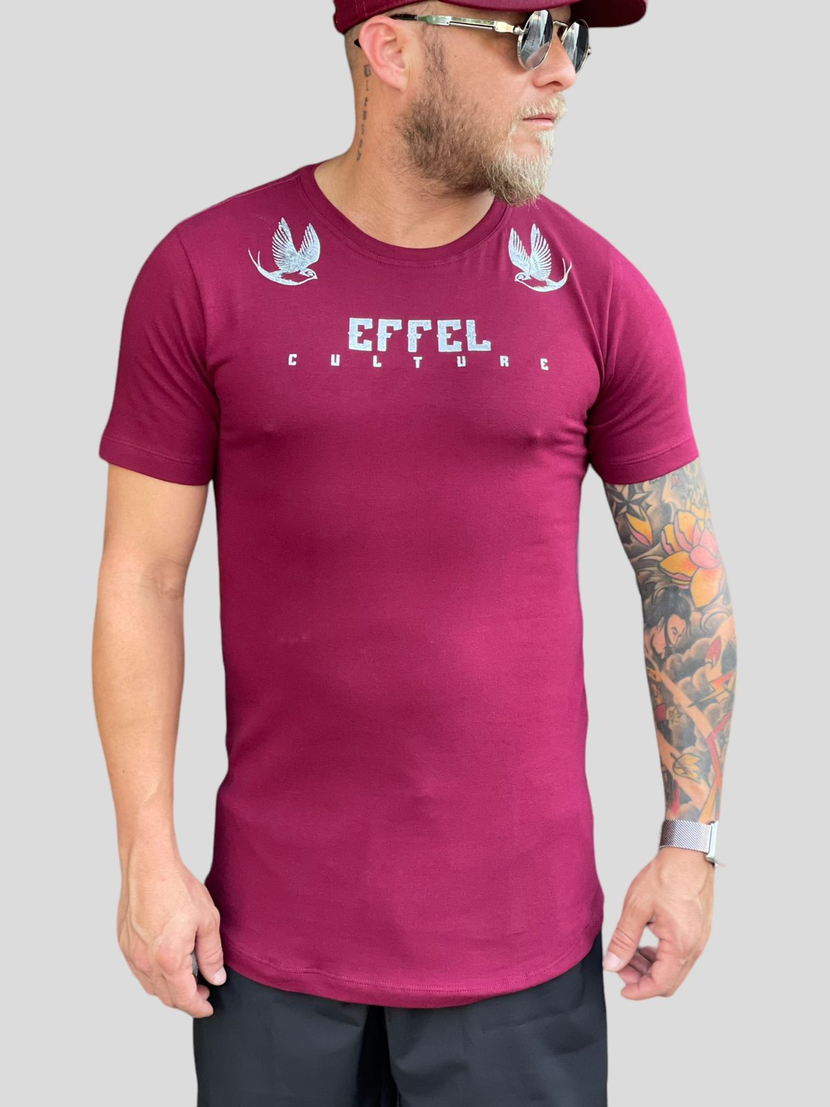 Camiseta Longline Effel Bird Marsala