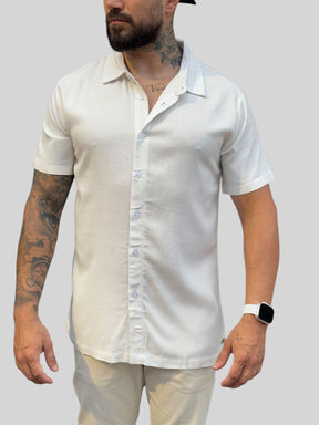 Camisa Manga Curta Linho Premium Branca