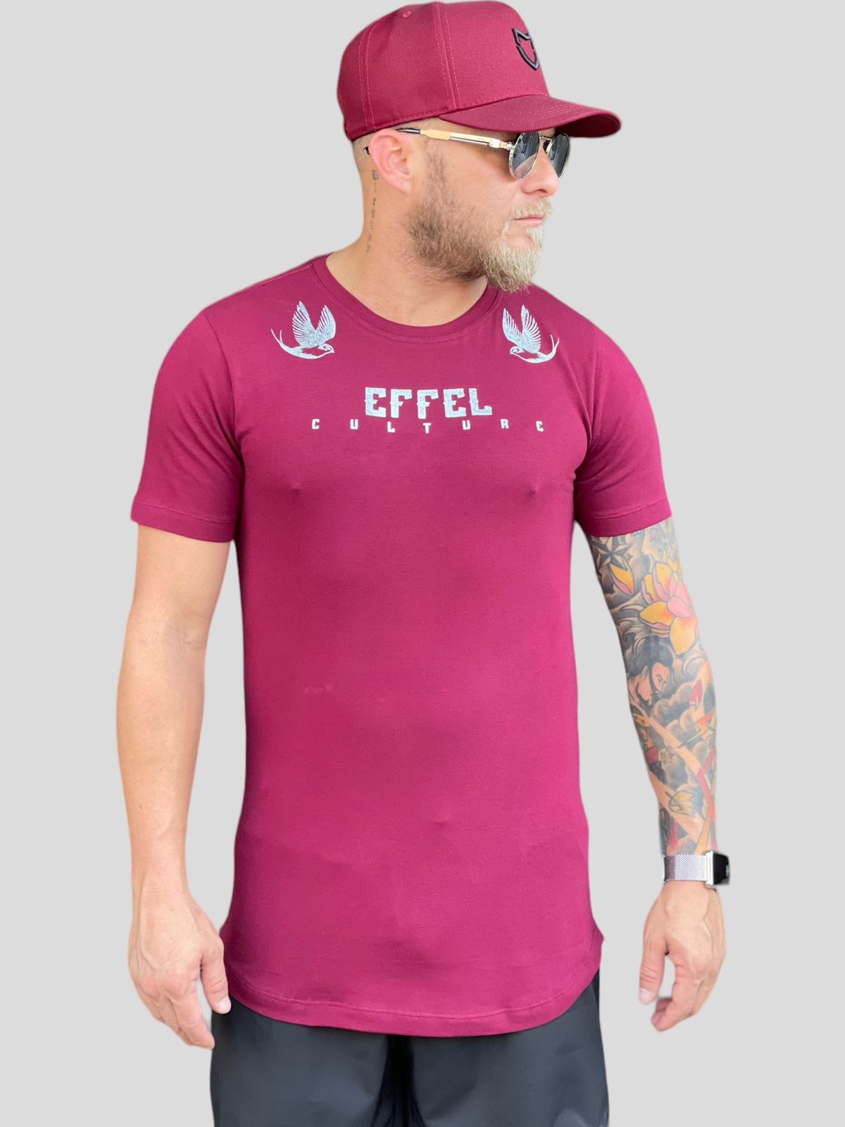 Camiseta Longline Effel Bird Marsala